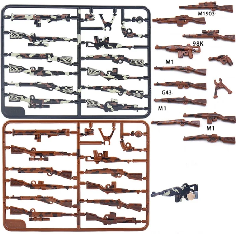 

WW2 зерновая винтовка, набор оружия в стиле милитари, пистолеты MOC, военные фигурки, мини аксессуары, кирпичи, строительные блоки, игрушки для ...