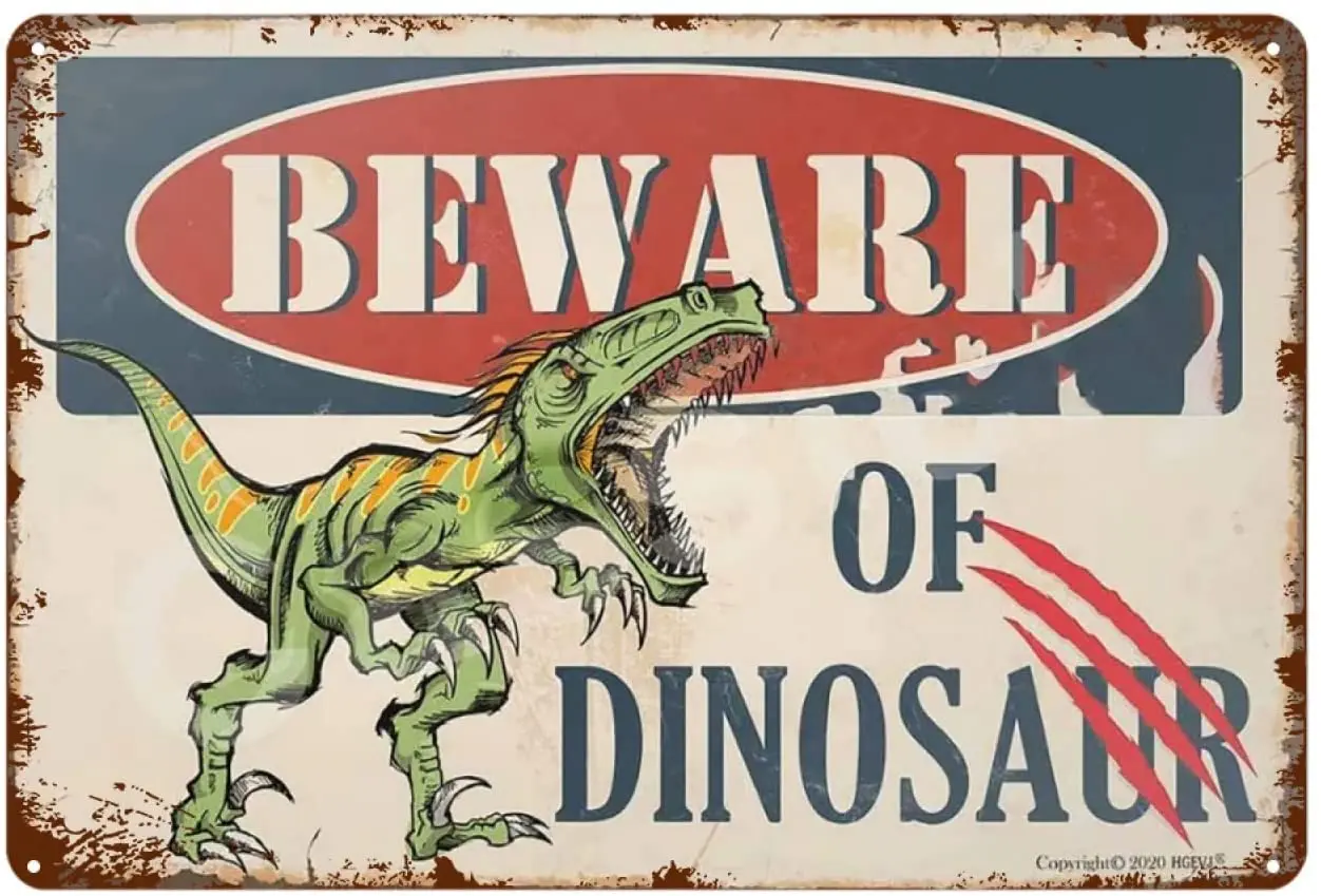 

Забавный Остерегайтесь динозавра жестяной знак для ванной винтажный металлический жестяной знак настенный постер для дома бара ресторана ...
