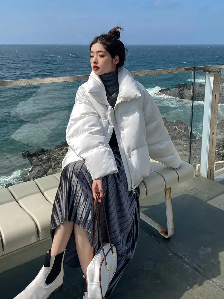 Vielleicht 2023 Women's Winter Coats Short Warm Down Basic Jacket Coat Fashion Stand Collar Outwear Female Korean Jacket Female