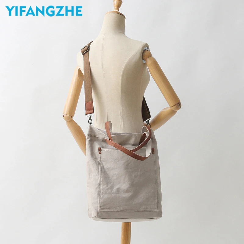 YFZ Women Canvas Bag ,High Quality Cotton Girl's Crossbody Bags  with Premium Top Leather Handle and Large Capacity