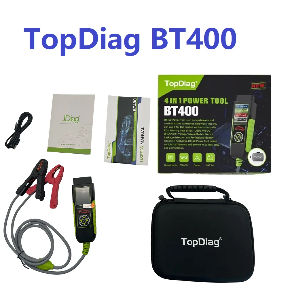 Фото TopDiag BT400 автомобильный сканер OBD2 интеллектуальный тестер батареи анализатор батареи OBD сканирование 12 В/24 В автомобильный диагностический инструмент №1