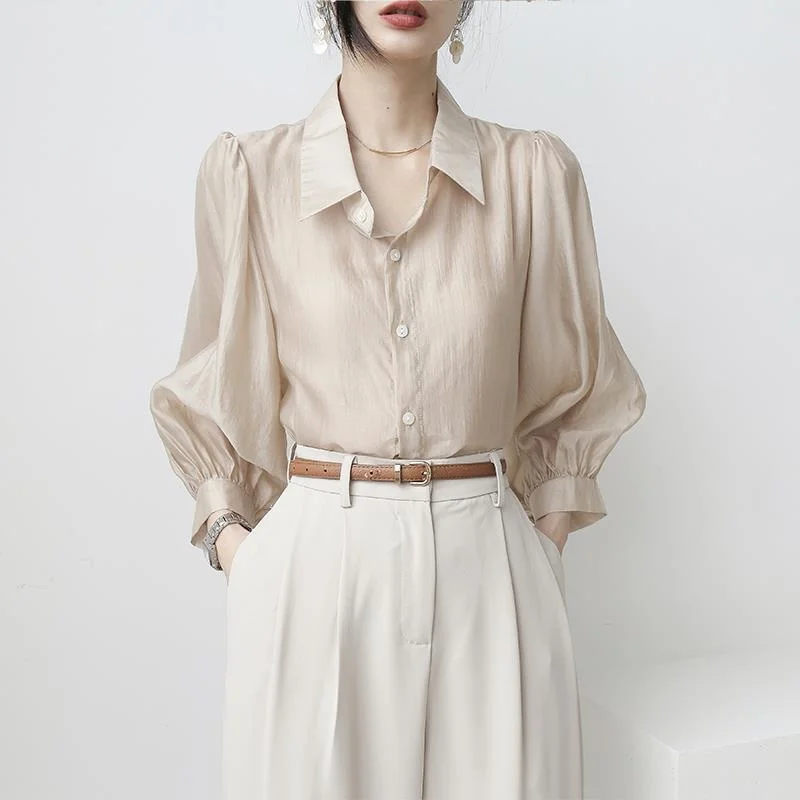 

Turn-down Collar Jeans Long Sleeve Blouse Women's Elegant Blouses Tops Women Fashion 2022 Female ladies Shirt Blouses and Shirts