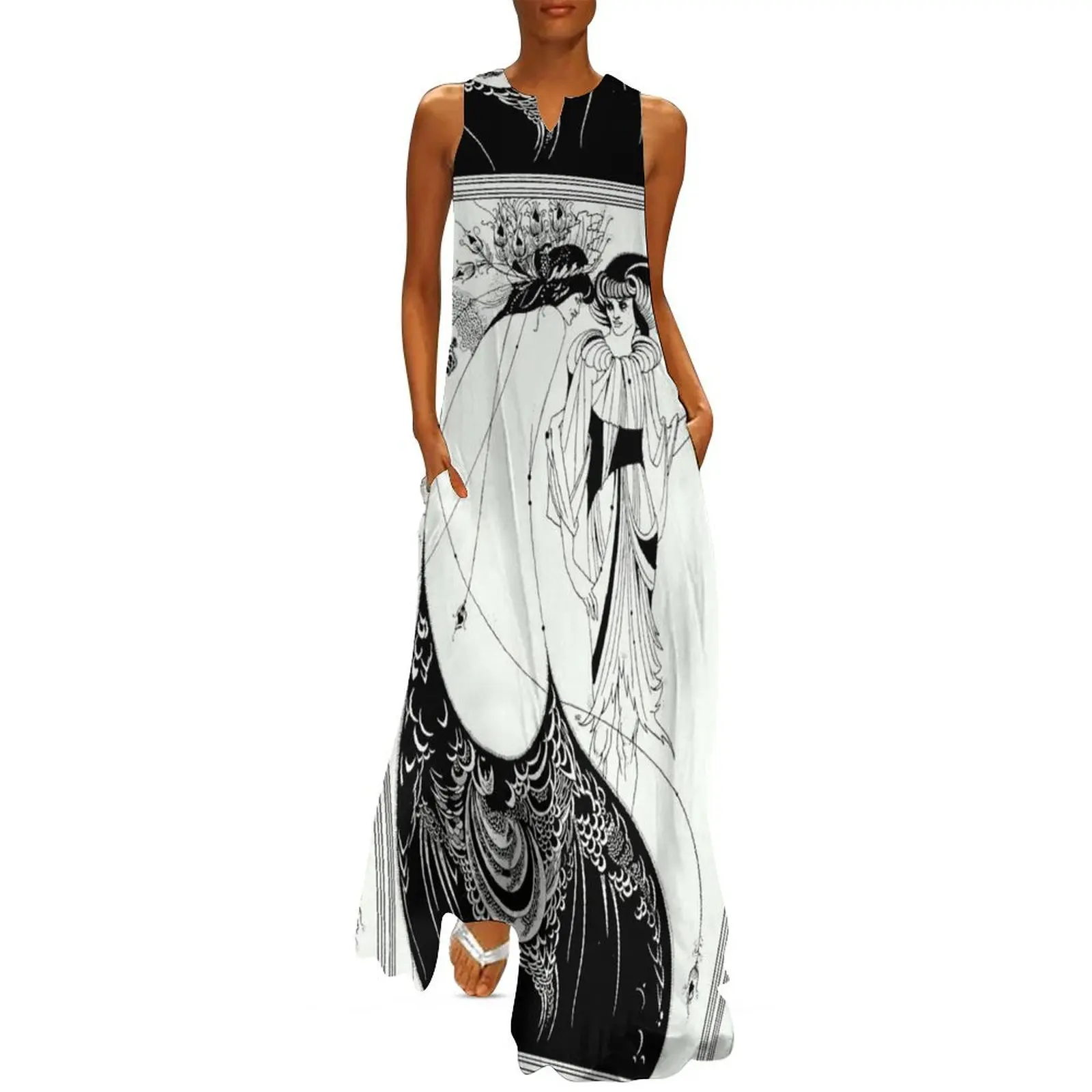 Юбка-павлин - длинное платье Aubrey Beardsley летняя одежда для женщин женское платья с
