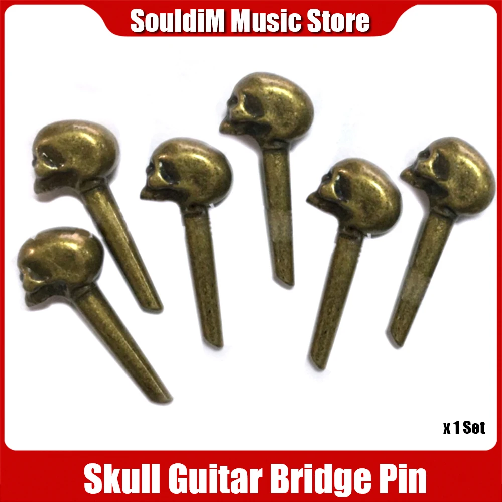 

6pcs Skull Design Metal Bridge String End Pins for Acoustic Guitars Guitarra Strings Peg String Nail Increase Sustain