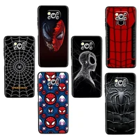 marvel spiderman logo for xiaomi civi mi poco x3 nfc f3 gt m4 m3 m2 x2 f2 pro c3 f1 black luxury silicone soft phone case capa