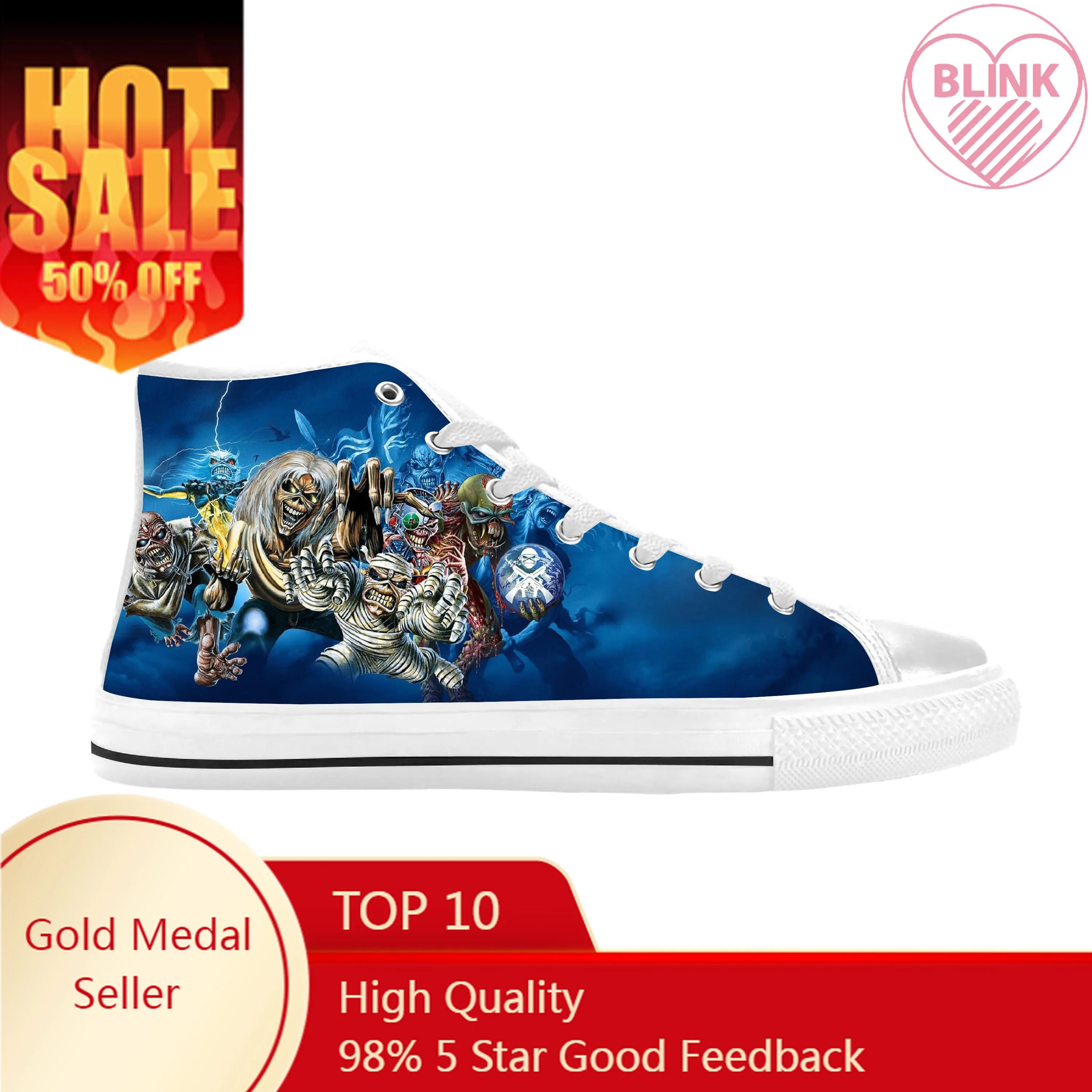 

Maidens Heavy Metal Rock Band Singer Music Iron Casual Cloth Shoes High Top Comfortable Breathable 3D Print Men Women Sneakers