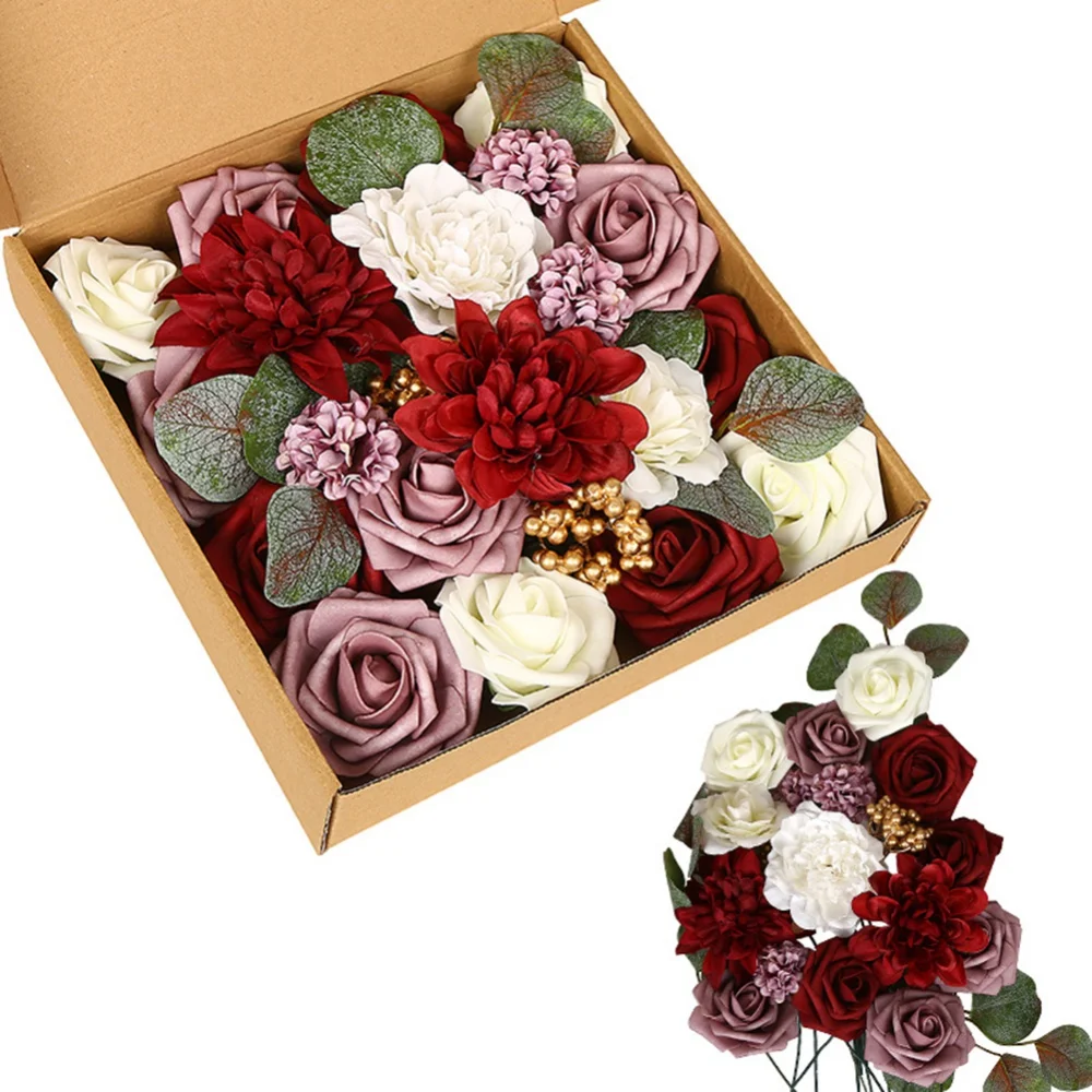 

Artificial Flowers for Home Wedding Hand Tied Bouquet Decor Valentine's Day Mother's Day Christmas Fake Flower Flores
