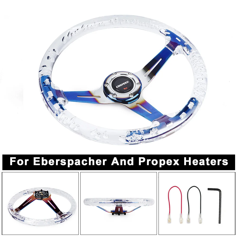 

Transparent Acrylic Racing 350mm 14inch Steering Wheel 6 Bolt Neo Chrome Universal Car Sports Steering Wheel With Horn Button