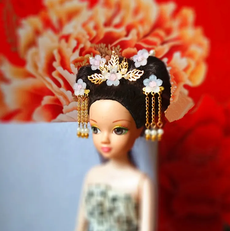 

For 30cm chinese kurhn doll Traditional Earrings head decoration doll Necklace DIY Earrings Ornament Toy Jewelry