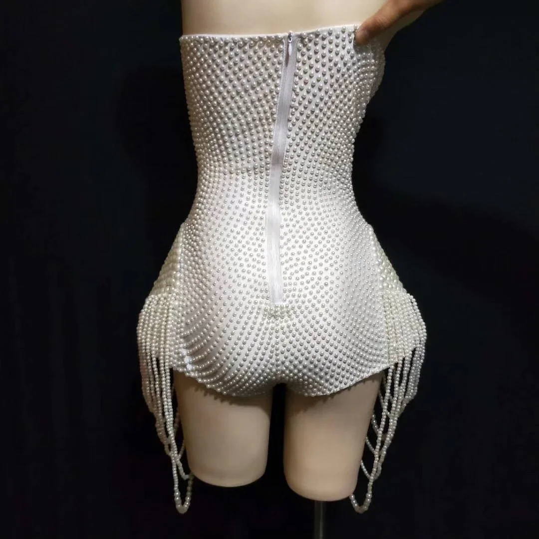 Белый жемчуг из бисера женские боди для дня рождения сетчатые комбинезоны