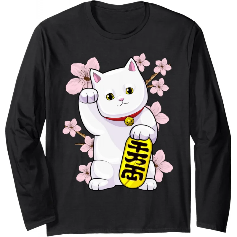 Japanese Lucky Cat Feng Shui Long Sleeve Hoodie