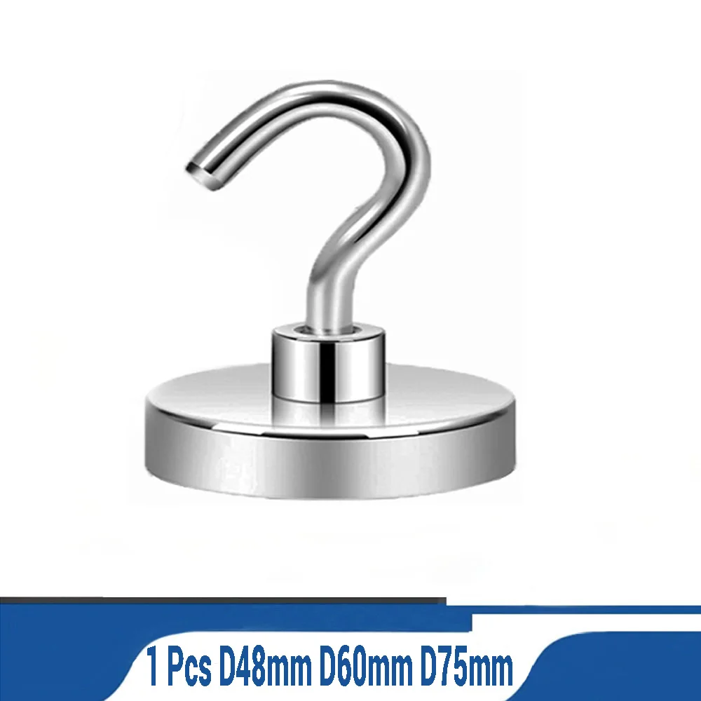 1 шт., сильные неодимовые магнитные крючки, диаметр 48 мм, диаметр 60 мм, диаметр 75 мм, магнитные крючки вмещают до 90 кг, 130 кг, 195 кг, сверхмощные неодимовые магниты