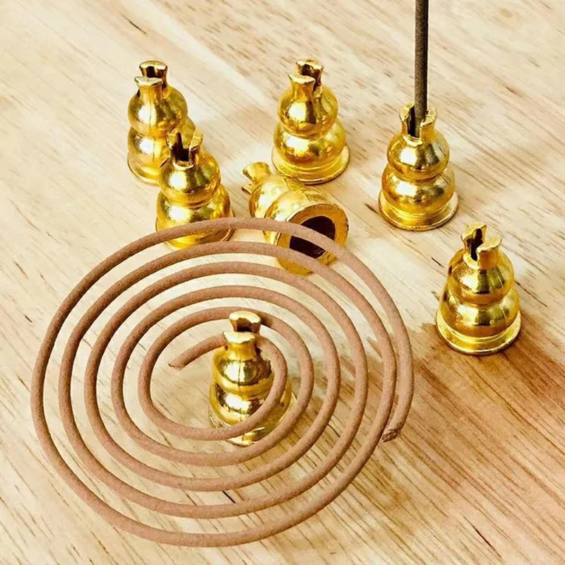 

20 Candle Holders Zinc-copper Gourd Incense Burner Brass Mini Incense Holder Creative Home Office Decor Coil Fragrance Censer