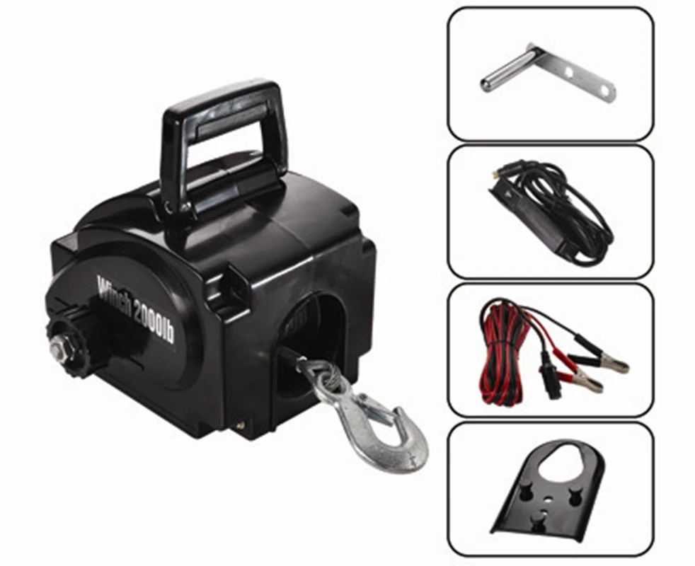 2000lbs portable boat/yacht electric winch rubber boat tractor winch 12v