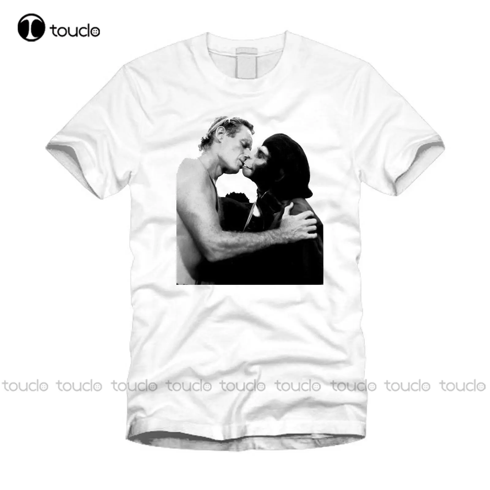 

New Classic Planet Of The Apes Famous Kiss - Cool Funny Stylish Parody White T-Shirt Tee Shirt Unisex