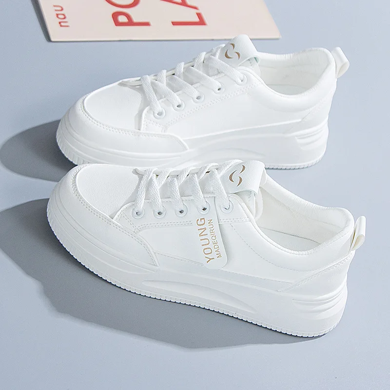 White Shoes Women's 2022 Summer New Ins Korean Version of Students Flat Casual White Shoes Low-top Thick Bottom Shoes Women