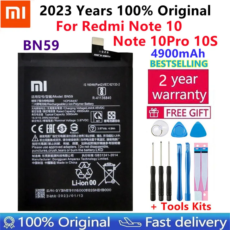 

2022 Years 100% Original New High Quality BN59 4900mAh Battery For Redmi Note10 Note 10 Pro 10S Note 10pro Global+Free Tools