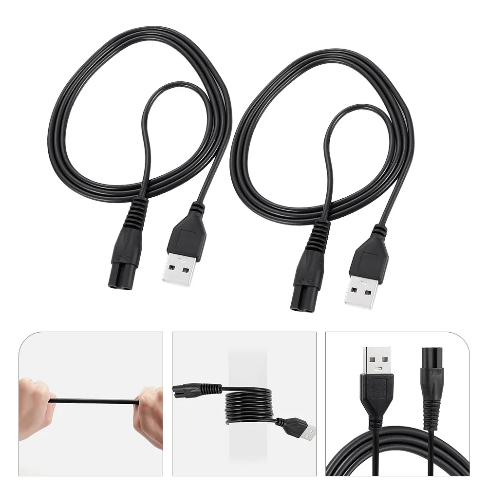 

2 Pcs Electric Razors Universal Cord Power Supplies Shaver Charging Cable Accessories Rubber