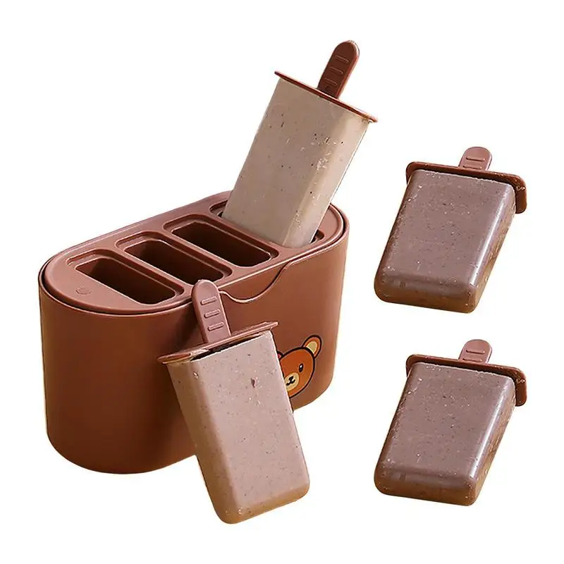 

Ice Cream Bar Mold Ice Cream Molds For Homemade Ice Cream 4 Cavity Ice Lattice Cream Mold With Lid DIY Easy-release For Fruit