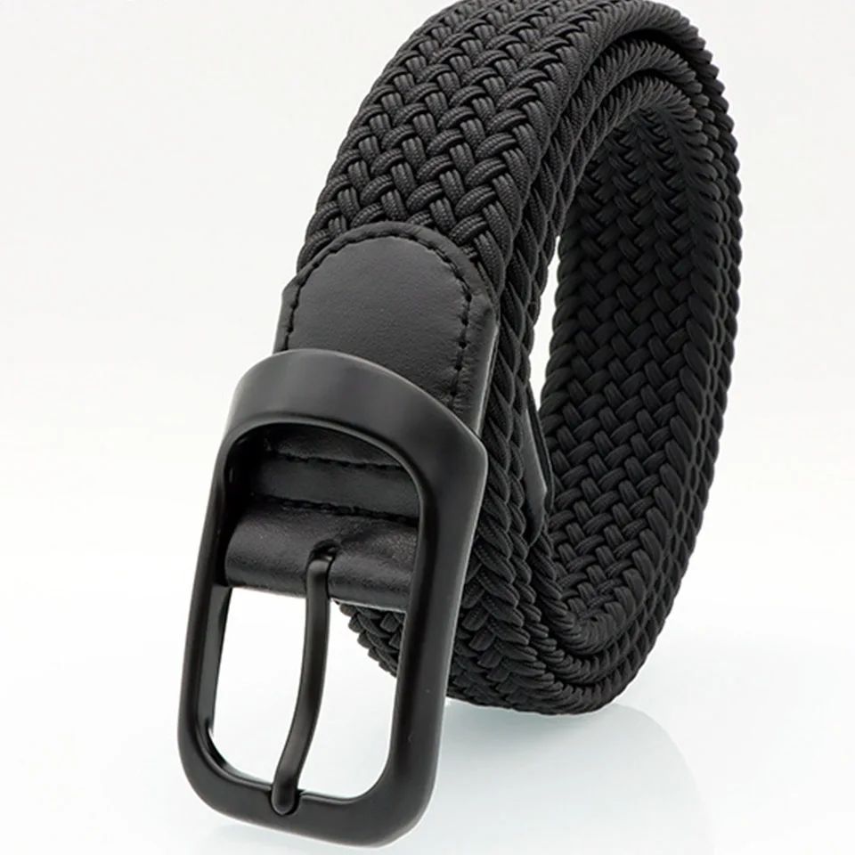 Men'S Simple Woven Belt With High Quality Alloy Button Head Elastic Commuting Versatile Comfortable Casual Women'S Belt A3131
