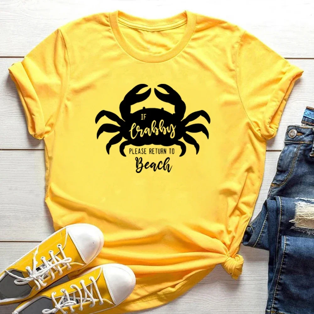 Футболка с коротким рукавом если потрепанно вернитесь на пляж футболка-краб