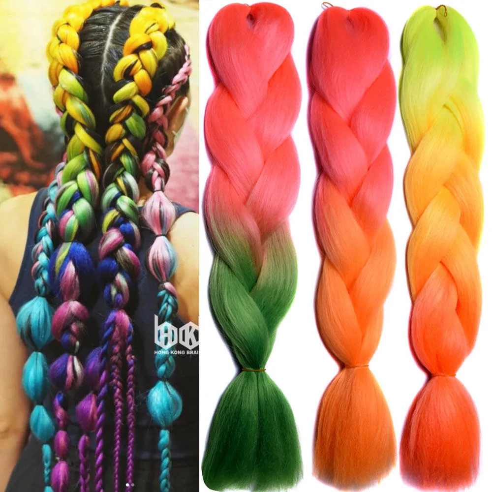 

Color gradient 24inch Jumbo Hair For Braids Ombre Braiding Hair Extensions Synthetic Jumbo Braid Blonde Pink Golden Hair