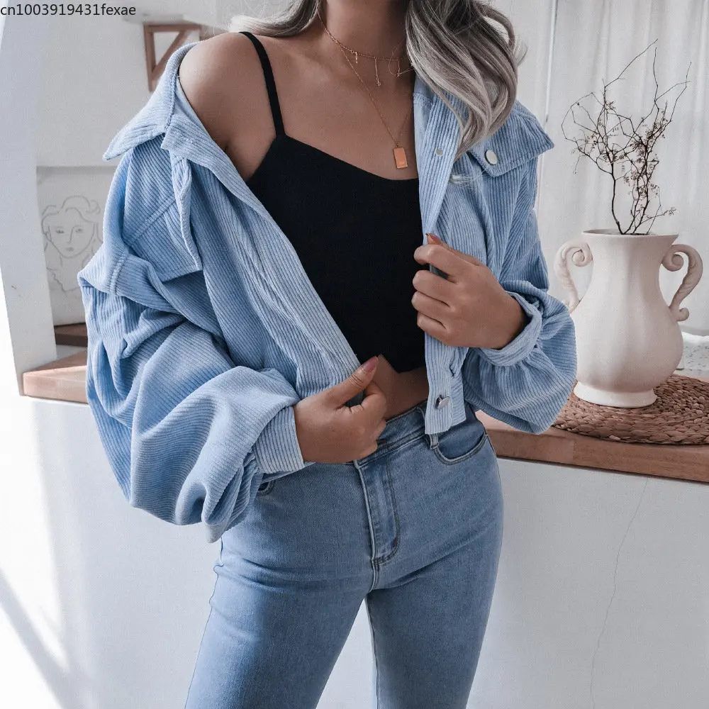 

Fashion temperament corduroy short women's jacket long-sleeved spring and autumn street women's coat Korean coat women
