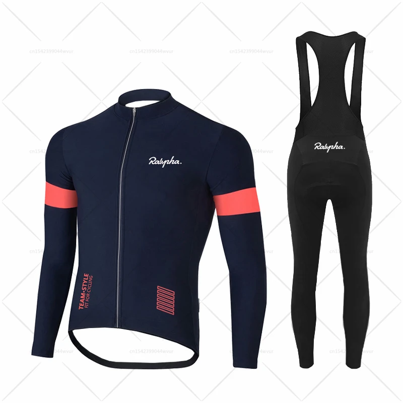 

Новинка осень, мужской комплект Raphaful из Джерси для велоспорта, рубашка с длинным рукавом, велосипедные брюки с нагрудником, весна 2024, велосипедная одежда, MTB maillot