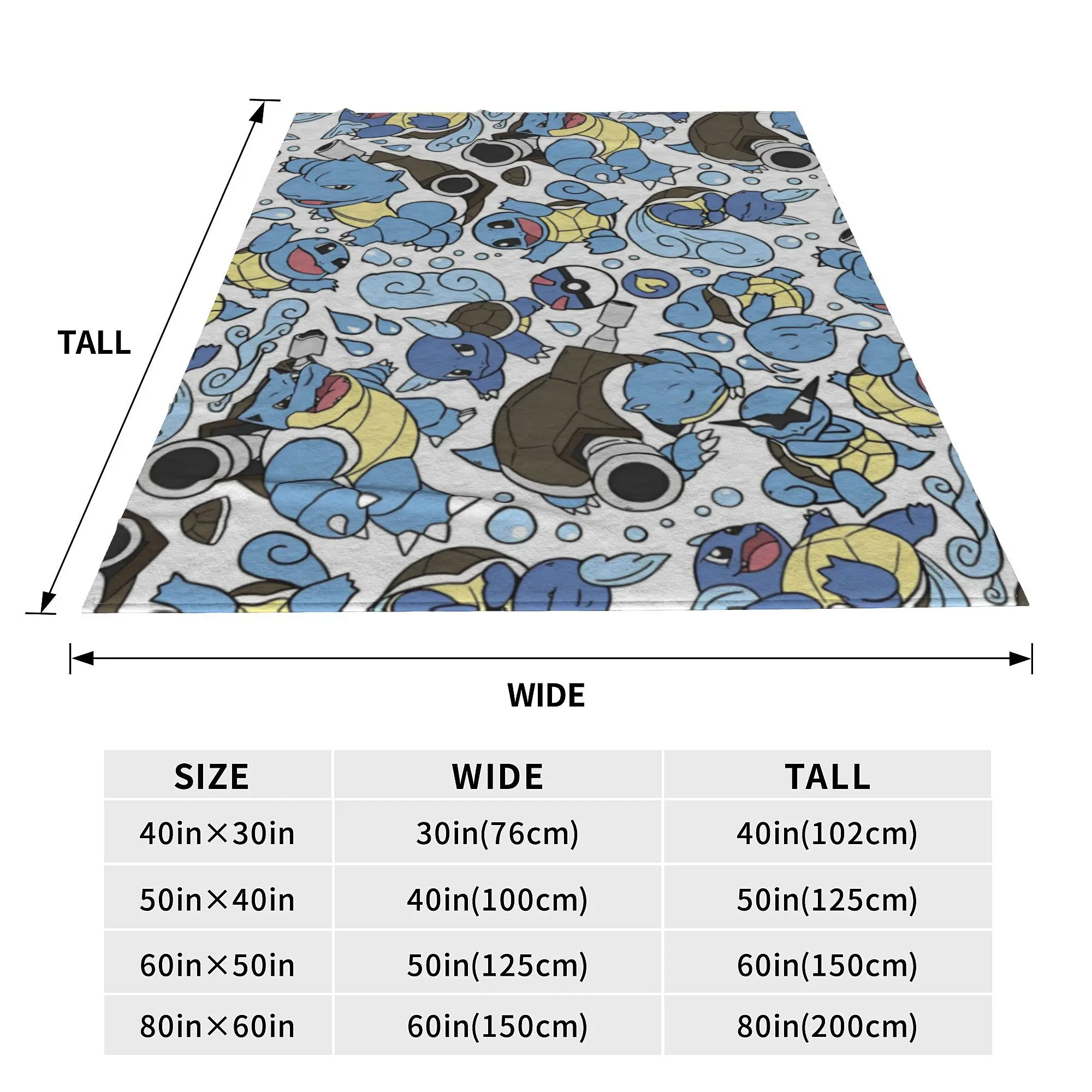 Вязаное одеяло с рисунком Pokemon Blastoise аниме плюшевое типа воды украшение легкое