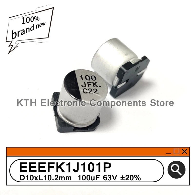 10 шт. 100% новый EEEFK1J101P алюминиевые электролитические конденсаторы 100uF 63V smd10 x мм