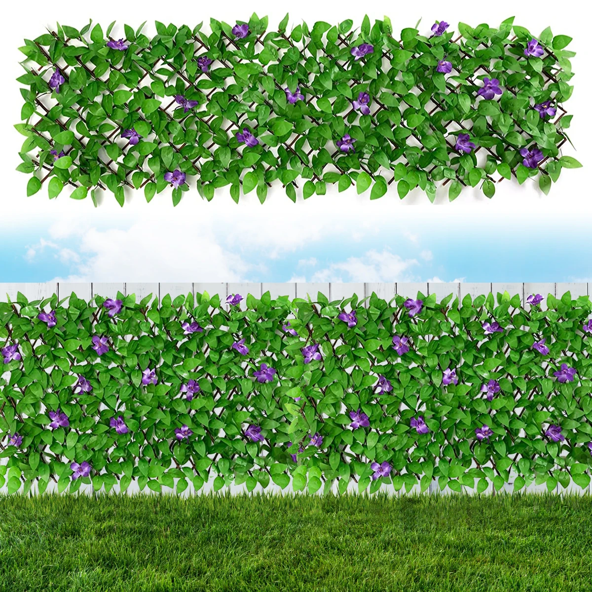 

Expandable Fence Privacy Screen 40x200cm Artificial Hedges Privacy Fences Stretchable Fake Ivy Leaf Fencing Decoration for
