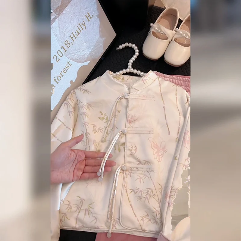 Chinese Sle National White Outerwear for Women New Clothes Small Short High End Song Dynas Brocade Buckle Top |