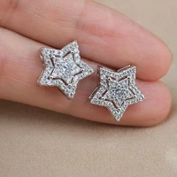 summer new bling crystal star stud earrings for women fashion exquisite korean earrings female girls dress jewelry accessories