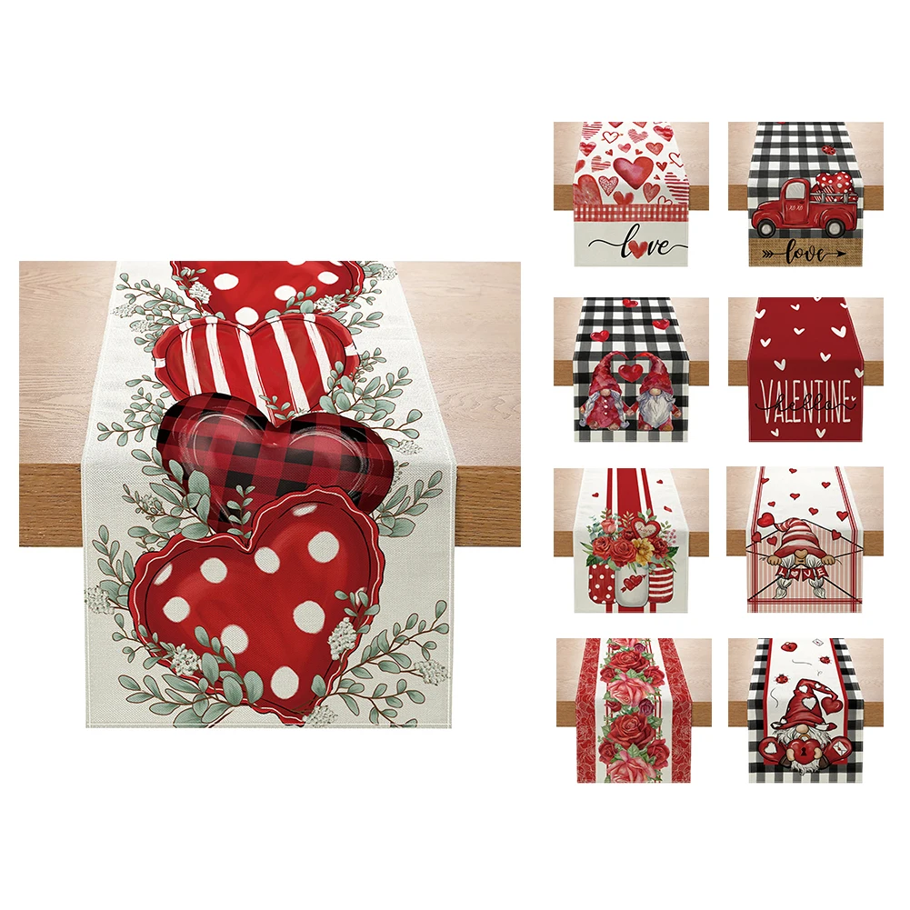 Домашняя скатерть в форме сердца на День святого Валентина с узором виде