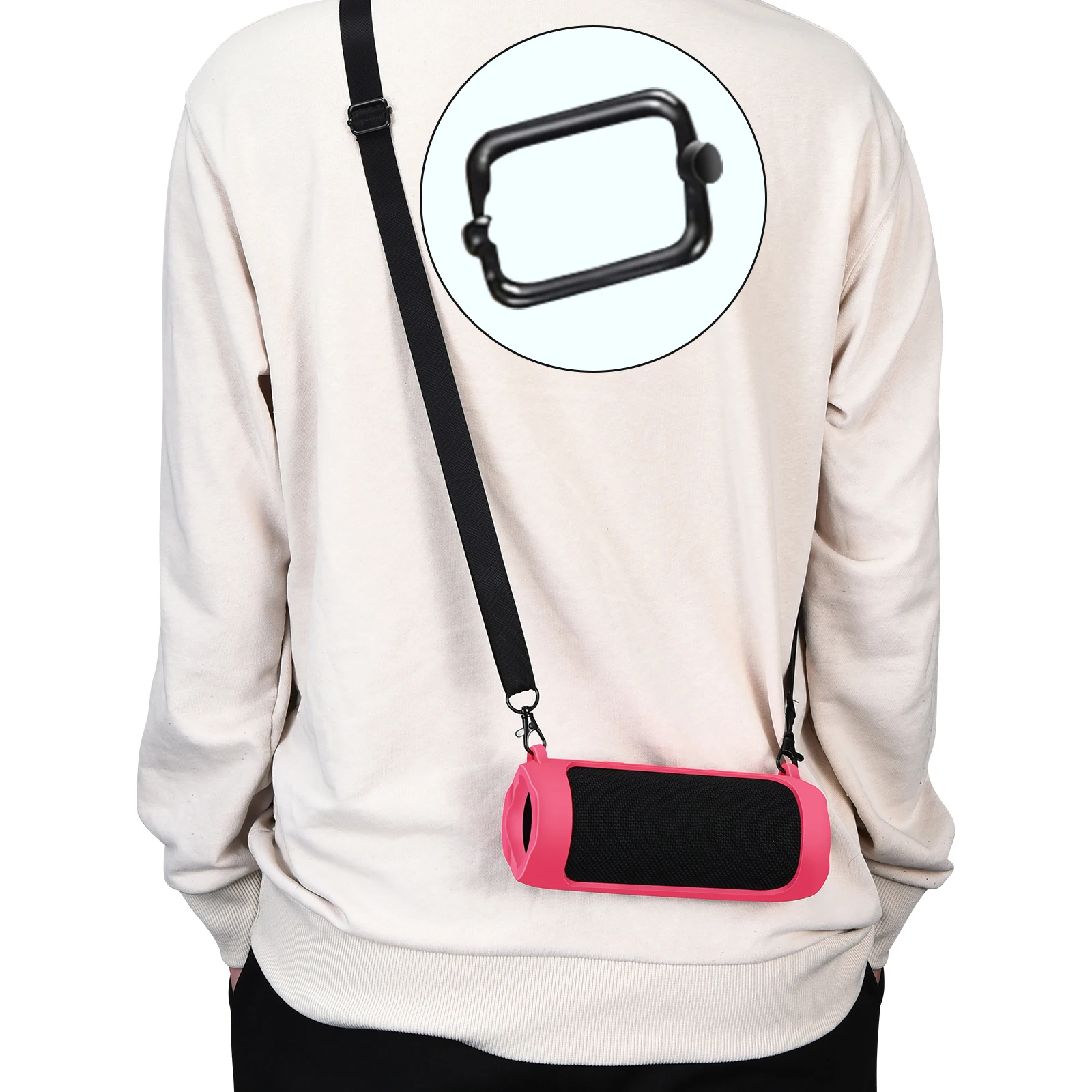 

Silicone Bluetooth-compatible Speaker Cover Adjustable Strap Waterproof Wireless Speaker Case Portable for JBL Flip 6/Flip 5