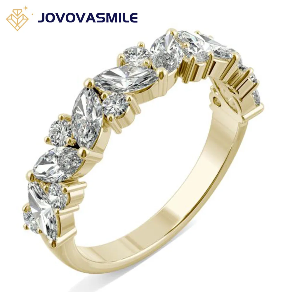 

JOVOVASMILE Moissanite Engagement Rings 14k Yellow Gold 1.31 Carat D Colorless Marquise Forever Accented Anniversary Band