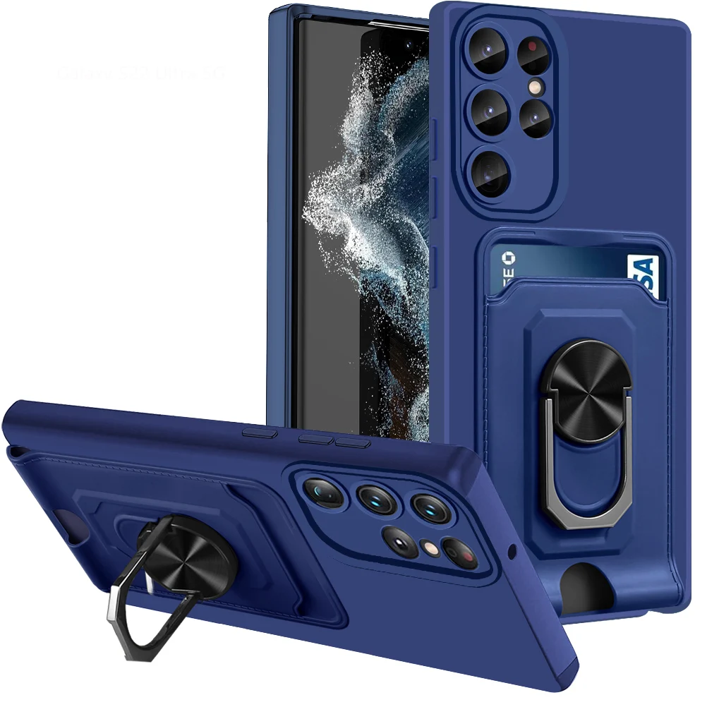 

For Samsung S23 Ultra Lanyard TPU Phone Case S22 S21 Plus FE Galaxy A71 A32 A73 Multifunctional Card Slot Stand Ring Hand Rope