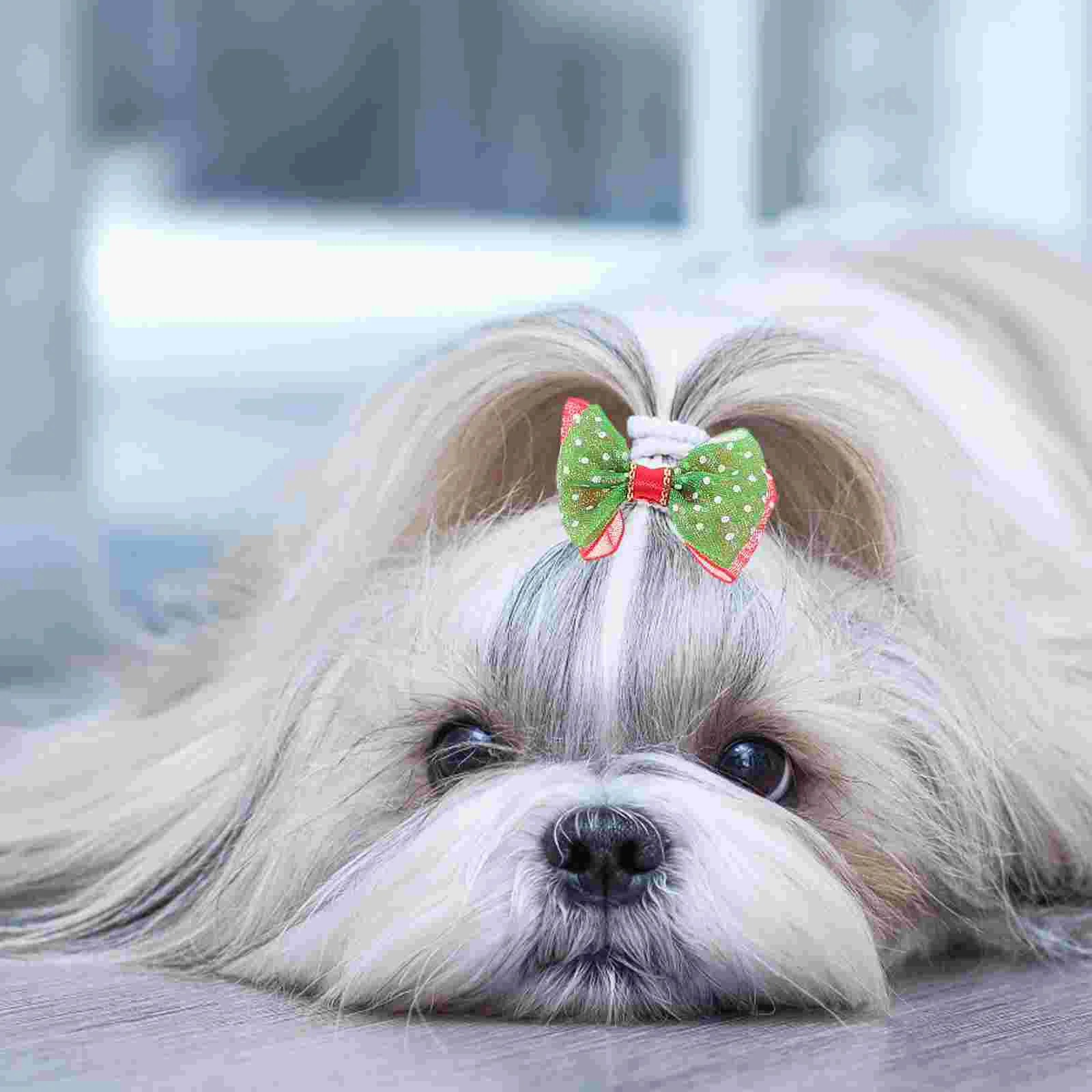

10 Pcs Pet Hair Bowtie Accessories Girls Dog Bows Pets Grooming Polyester Headdress Small Dogs