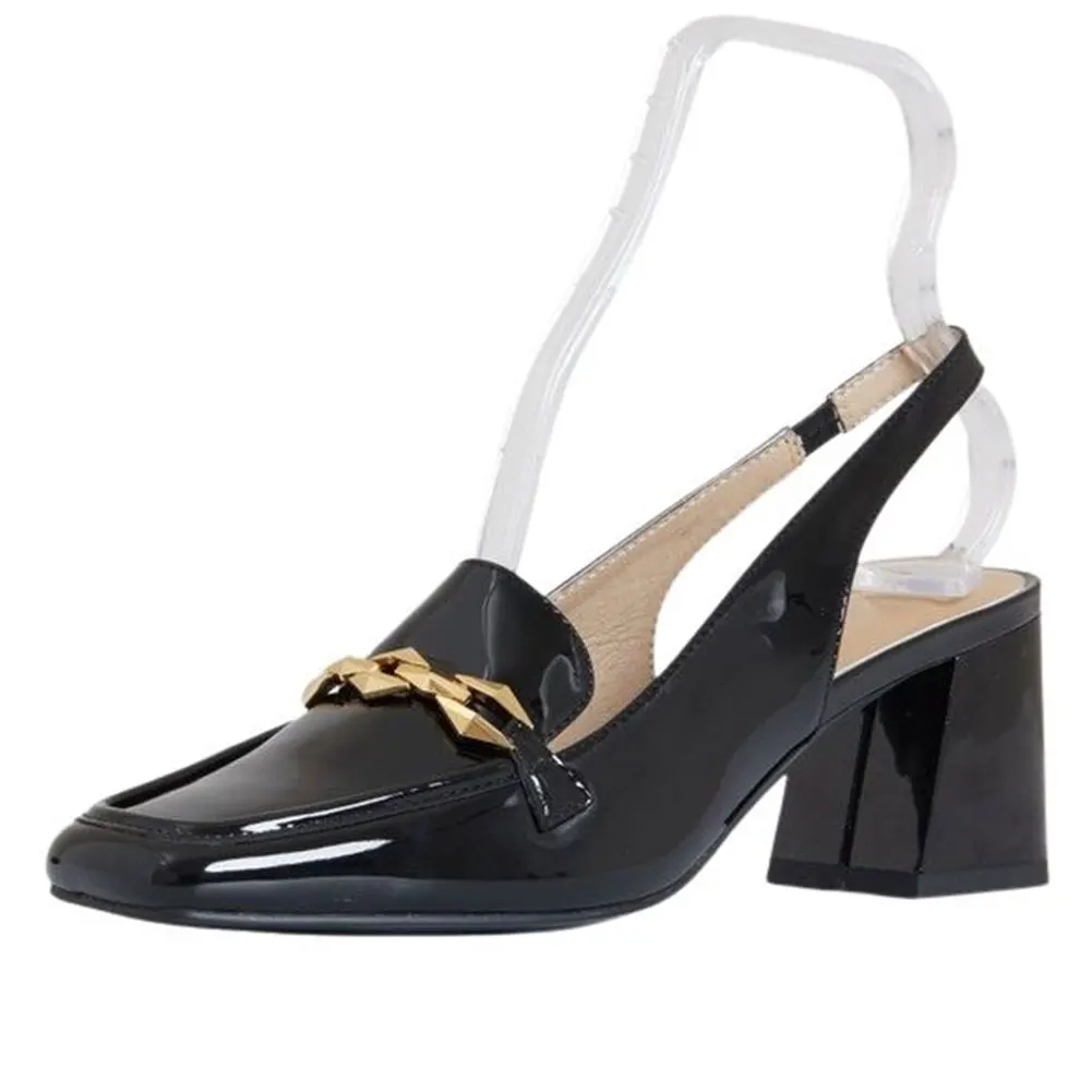 

Elegant Fashion Chain Slingback Ladies Square Toe Pump For Women 2023 Mary Jane Party Pump Sandal