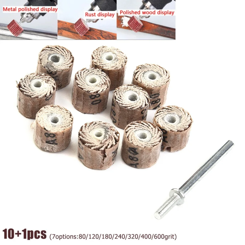 

1Pcs Shank Grit 80/120/180/240 Sandpaper Flap Wheel Grinding Sanding Polishing Wheel Discs Mandrel For Rotary Mini Drill Tools