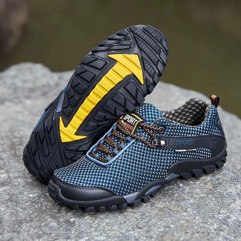 

2022 Breathable Hiking Shoes for Men Outdoor Soft Mountain Trekking Footwear Non-slip Hard-wearing Walking Shoes Free Shipping
