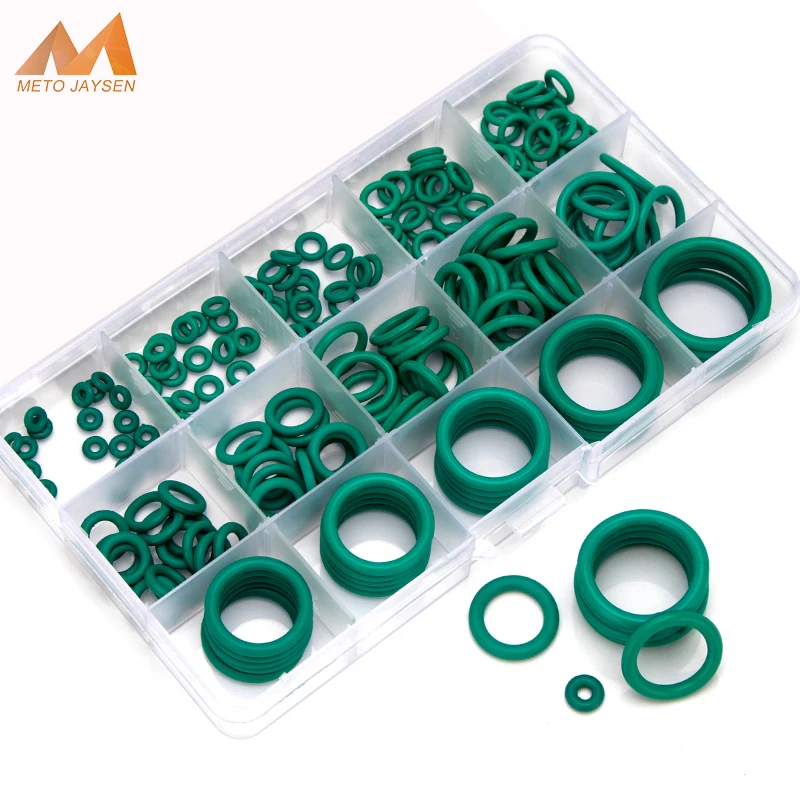 150PCS/box Fluorine Rubber FKM Sealing O-rings OD 6mm-30mm CS 1mm 1.5mm 1.9mm 2.4mm Green Gasket Replacements Kits