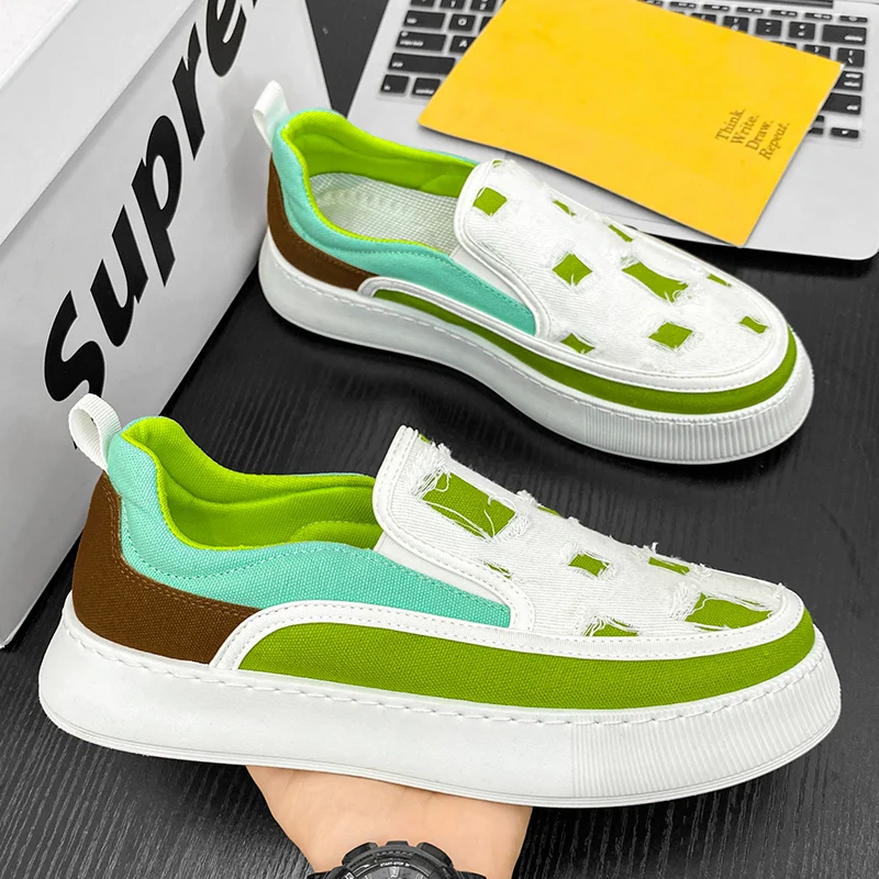 

Мужские повседневные холщовые Лоферы без шнуровки, дышащие, нескользящая обувь для прогулок, модные легкие удобные кроссовки для мужчин