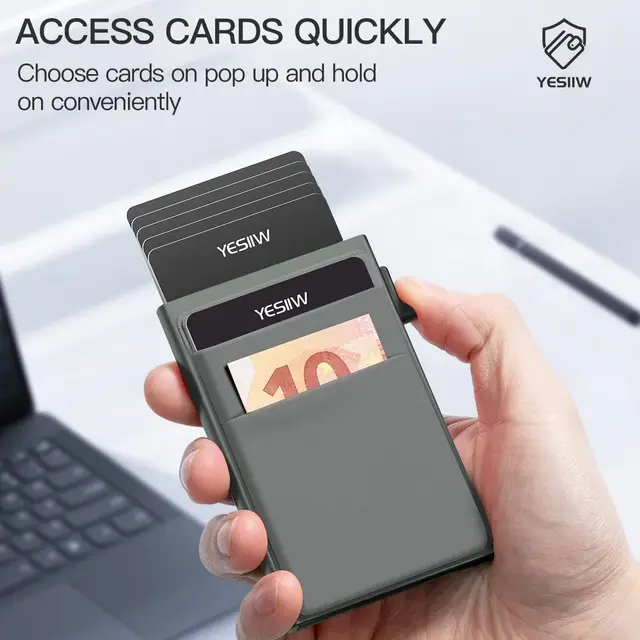 SEMORID Rfid Smart Wallet Card Holder Metal Men Business Credit Card Pop Up Wallet Slim Mini Metal Vallet 5