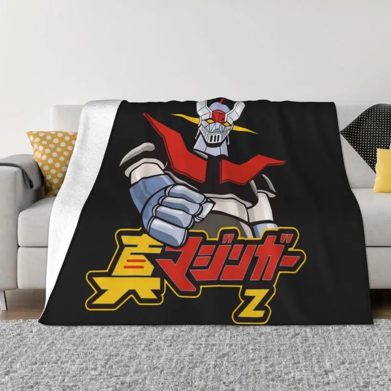 

Funny Anime Mazinger Z Blanket Soft Flannel Fleece Warm Japanese Super Robot Manga Throw Blankets for Car Bedroom Couch Quilt
