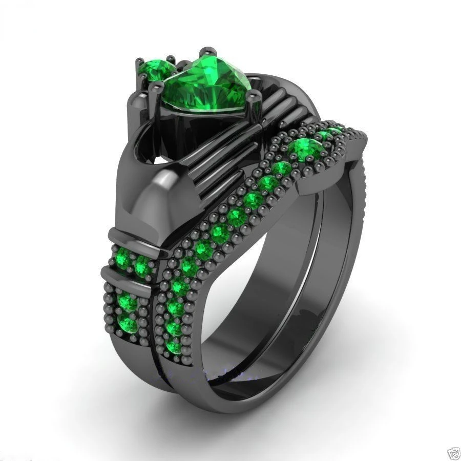 Классическое лабораторное кольцо с изумрудом Claddagh свадебная повязка из белого