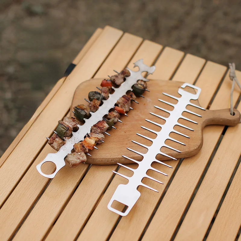 

304 Stainless steel barbecue skewer fish bone skewer skewer meat tool BBQ utensils BBQ grill grill mesh Camp Cooking Supplies