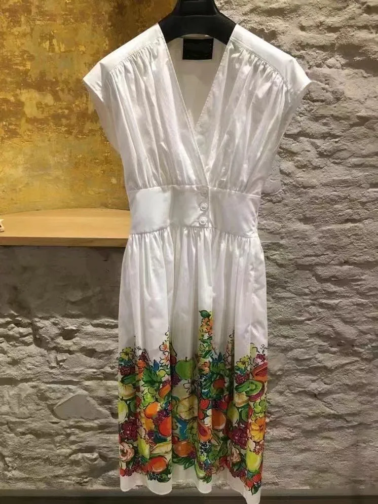 

Female Clothing Woman Clothes Women's Dress Evening Party Elegant Dresses Prom Dresses Summer 2022 Fruit Printed Dress