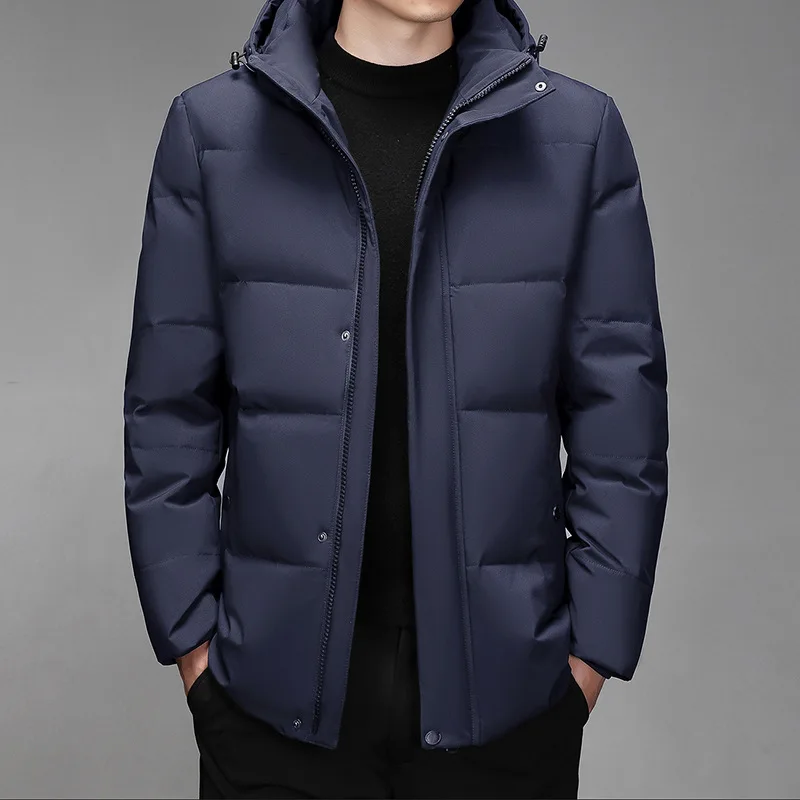 2022 New Winter Snow Down Jacket Men Casual Thick Warm Parkas Hooded Coats Pocket White Duck Down Windbreaker Jackets Overcoat