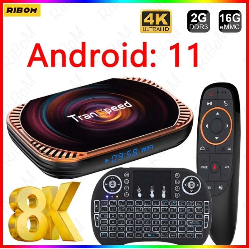 ТВ-приставка Transpeed Amlogic S905X4 8K Android 2 4 5 8 ГГц и Wi-Fi |